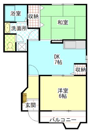 ヴィラおいしI(2DK/1階)の間取り写真