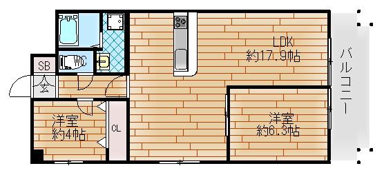 朝日プラザ千鳥橋(2LDK/4階)の間取り写真