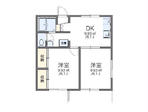 レオパレスフルール(2DK/2階)の間取り写真