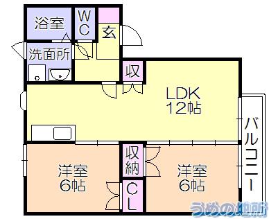 上津コーポC(2LDK/1階)の間取り写真