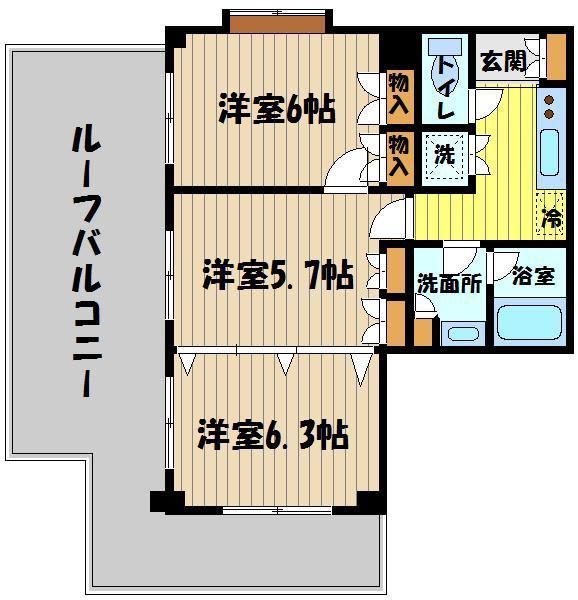 プライムアーバン小金井本町(2DK/7階)の間取り写真