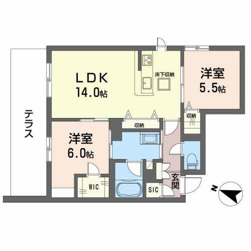シャーメゾン ブランシュ(2LDK/1階)の間取り写真