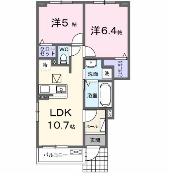 エトワールA(2LDK/1階)の間取り写真