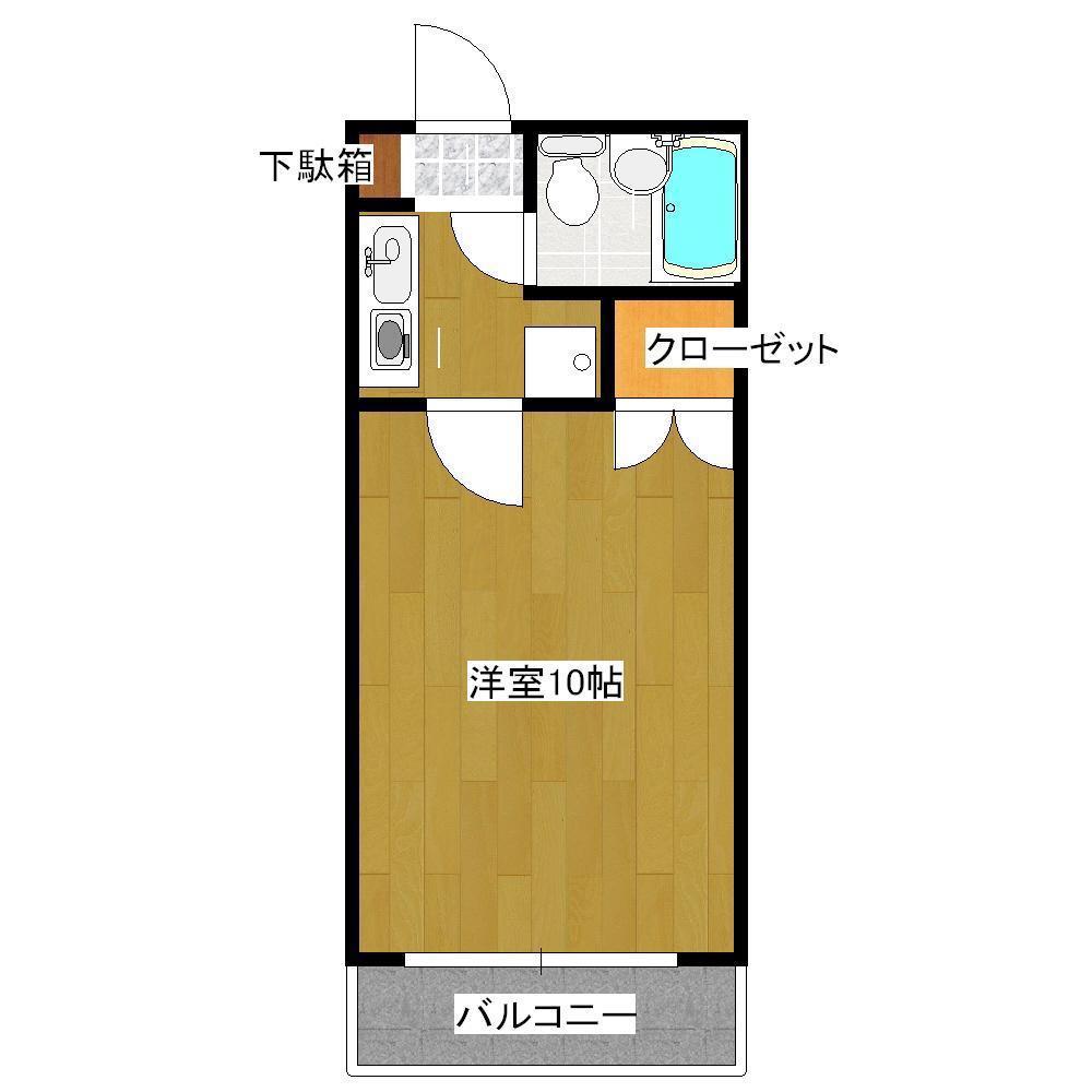 ビューパレ孝田町(1K/2階)の間取り写真