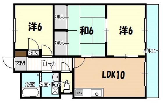 ソレアード高取(3LDK/2階)の間取り写真