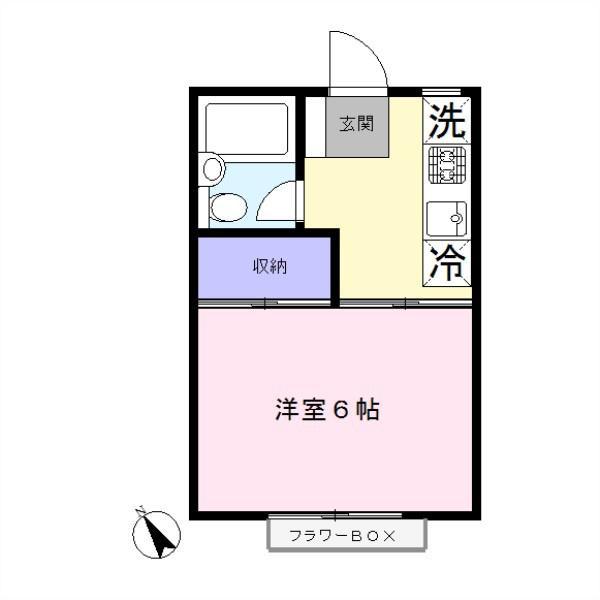ボンジュール石川台(1K/2階)の間取り写真