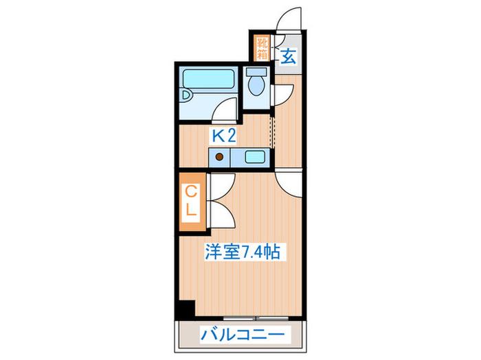 ロイヤルヒルズ長町(1K/1階)の間取り写真