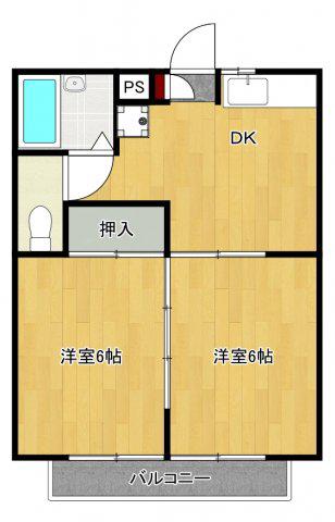 クレインSK(2DK/3階)の間取り写真
