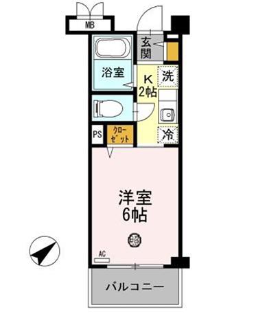 クレール加茂(ワンルーム/2階)の間取り写真