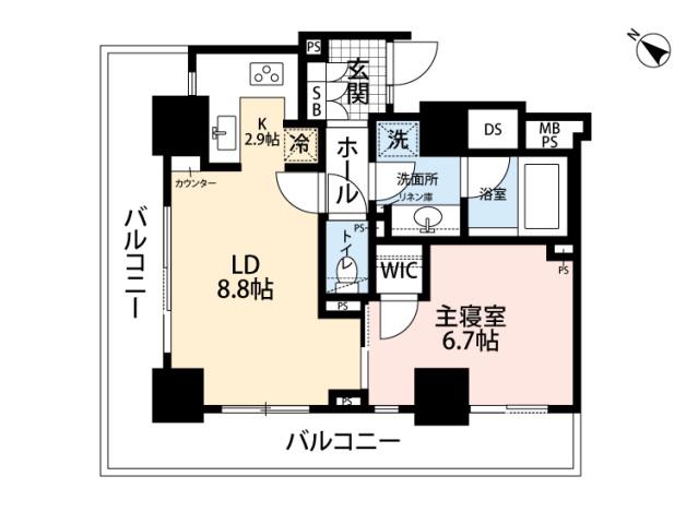 グランアルト天神タワー(1LDK/7階)の間取り写真