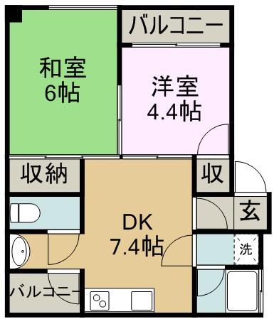 メゾン日経(2DK/2階)の間取り写真