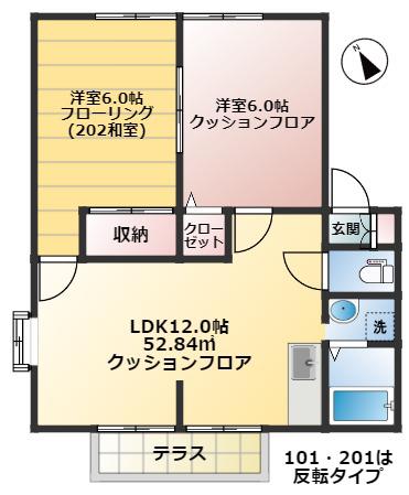 リバーサイドイトウII B(2LDK/1階)の間取り写真