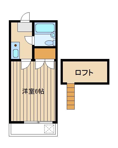 第6あかるハイム(1K/2階)の間取り写真
