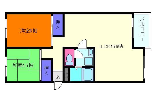 芦屋浜高層1号棟(2LDK/9階)の間取り写真