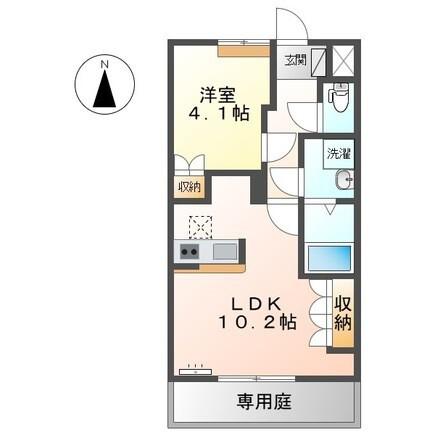 ローズガーデン長塚II(1LDK/1階)の間取り写真
