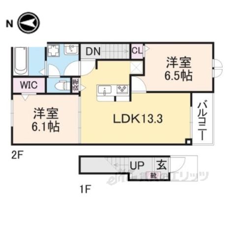 グランメゾンN(2LDK/2階)の間取り写真