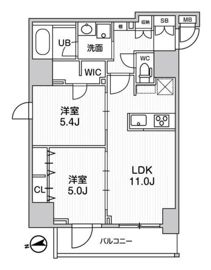 Sレジデンス新御徒町キアロ(2LDK/2階)の間取り写真