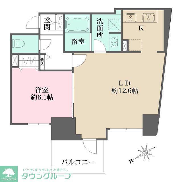 N-FLATS三ノ輪(1LDK/6階)の間取り写真