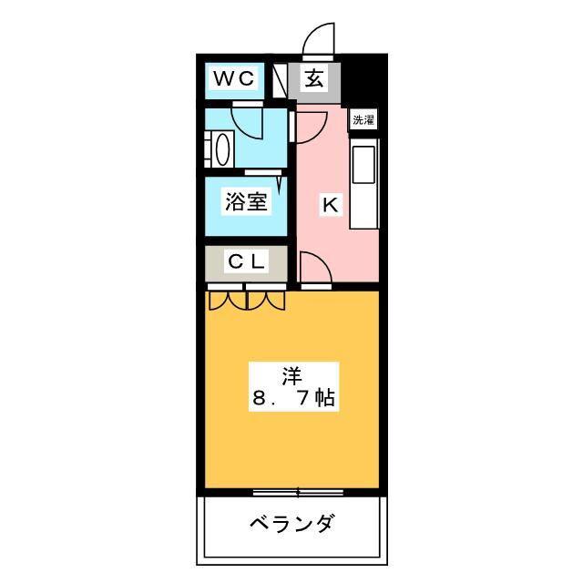 ウィングステラ湘南(1K/2階)の間取り写真