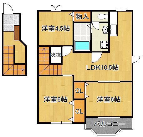 エヴァーグリーンB(3LDK/2階)の間取り写真