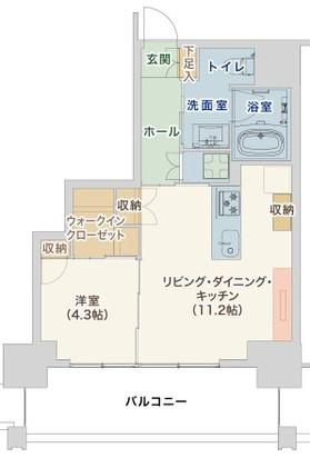 栄タワーヒルズ(1LDK/12階)の間取り写真