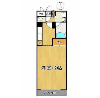 エスポワール河原町(1K/1階)の間取り写真