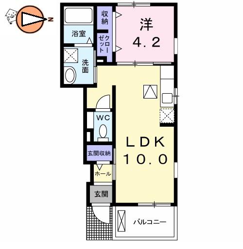 ポルト・ボヌールM I(1LDK/1階)の間取り写真