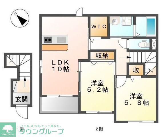 パレ・プランタン(2LDK/2階)の間取り写真