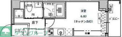 B CITY APARTMENT SHINAGAWA ウエスト(ワンルーム/4階)の間取り写真
