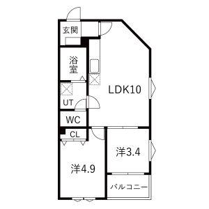 DEVELD中郷II(2LDK/3階)の間取り写真
