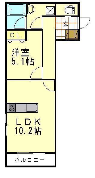 M・メロコトーン(1LDK/1階)の間取り写真
