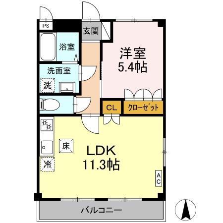 コーポさくら C棟(1LDK/1階)の間取り写真
