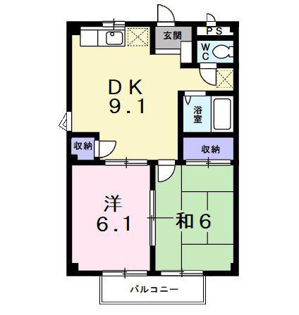 シティハイツ土橋II(2DK/2階)の間取り写真
