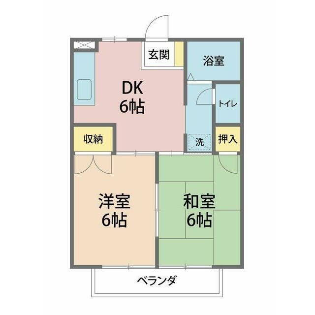 ツリーベル壱番館(2DK/2階)の間取り写真