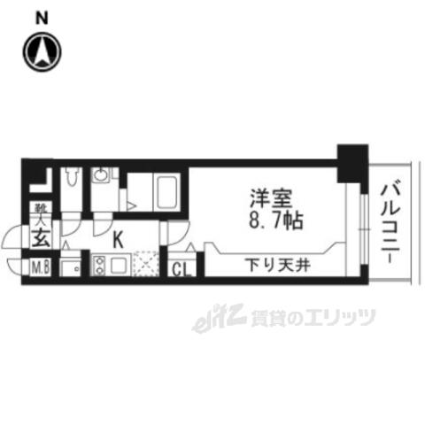 プレサンス京都鴨川(1K/4階)の間取り写真