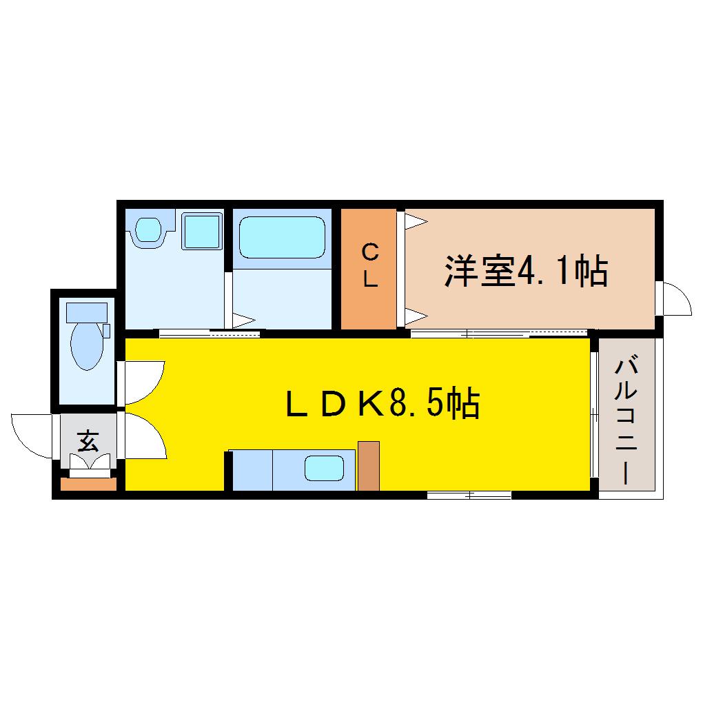 STORK(1LDK/1階)の間取り写真