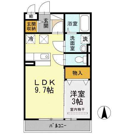 ラフィネ チェリー(1LDK/1階)の間取り写真