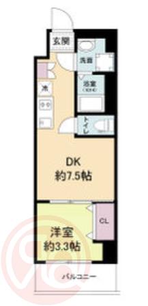 URBAN PARK弁天町(1DK/8階)の間取り写真