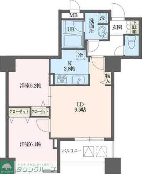 ドゥーエ横浜駅前(2LDK/14階)の間取り写真