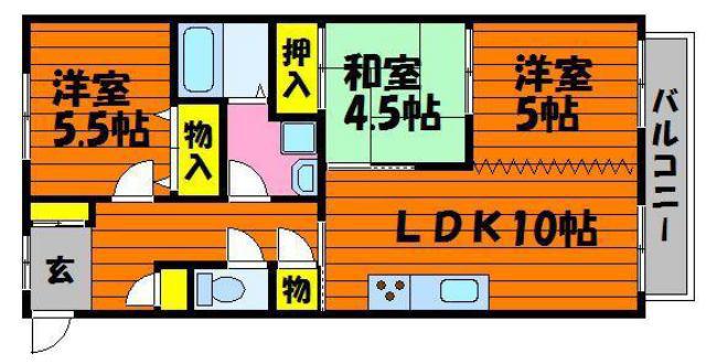 リベル赤崎(3LDK/2階)の間取り写真