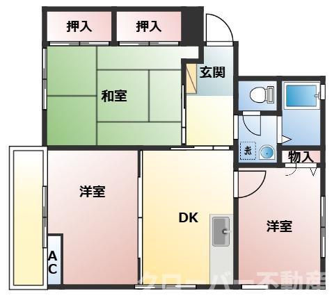 グリーンヒルわかばA(3DK/1階)の間取り写真