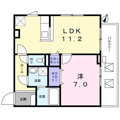 グリーンアース(1LDK/2階)の間取り写真