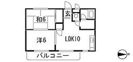 ヒルズ長束(2LDK/2階)の間取り写真