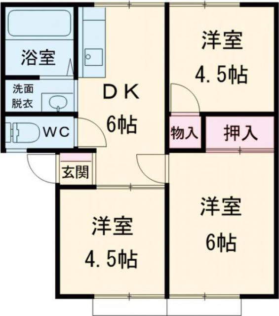 杉森アーバンハイツ A棟(3DK/1階)の間取り写真