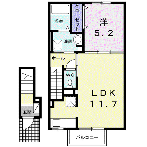 アート・メルヴェイユーI(1LDK/2階)の間取り写真