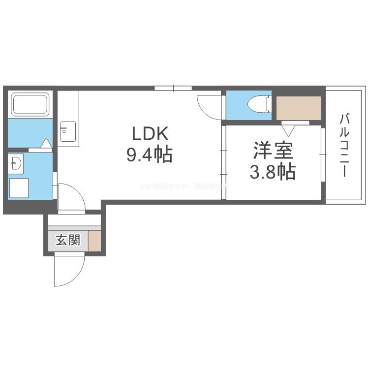 M-CITY千林大宮II(1LDK/2階)の間取り写真