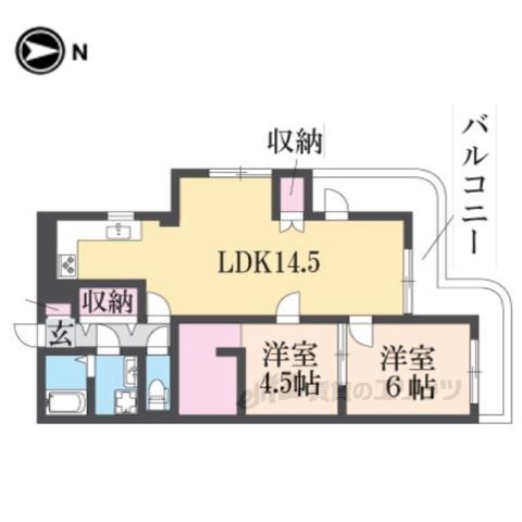 アクシス葛野(2LDK/5階)の間取り写真