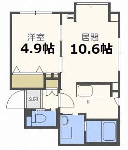 ティエラ栄通(1LDK/1階)の間取り写真