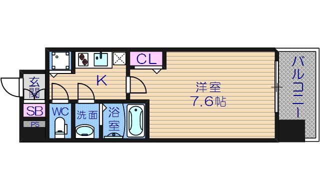 プレサンス松屋町駅前デュオ(1K/7階)の間取り写真