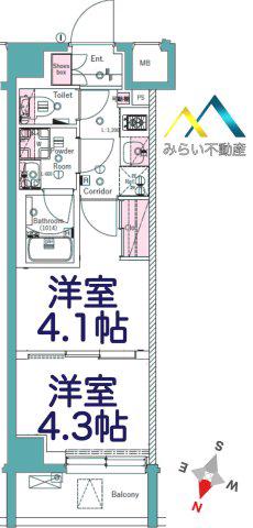 SYFORME SHINKOYASU(2K/1階)の間取り写真